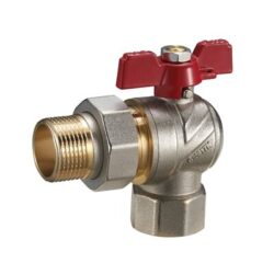 FAL 12,Кран-американка угловой шар латунный 3/4" полнопрох с полусгоном баб (уп 60/15)