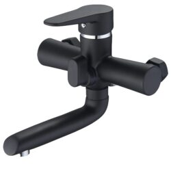 PUD3-A045YB (черный), см-ль для ванны с литым пов. изливом 150мм, ø35, встр. переключение