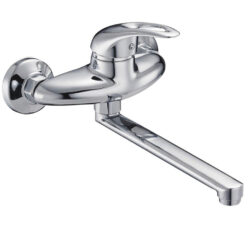 NHK12-A048, см-ль настенный для кух. мойки, с пов. плоским изливом 360°, картридж ø40, покрытие хром