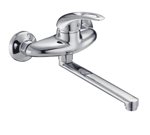 NHK12-A048, см-ль настенный для кух. мойки, с пов. плоским изливом 360°, картридж ø40, покрытие хром