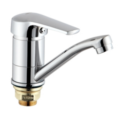 PED4-B182, см-ль для кух. мойки с пов.плоским изливом 150мм, ø40, гайка (корона), латунь