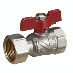 FUB11,Кран шар, прямой латунный 1/2" (CW617N) полнопрох с накидной гайкой бабочка  Г-Г (уп 150/25)