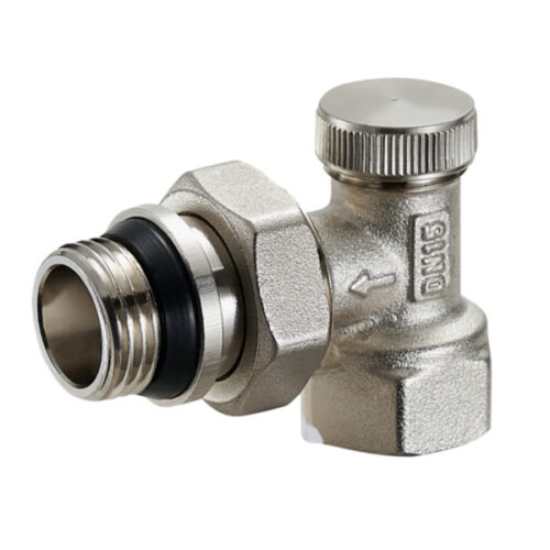 QS-3451,Кран радиаторный угловой нижний,латунь (CW617N) 1/2 с антипротечкой (уп 160/20)