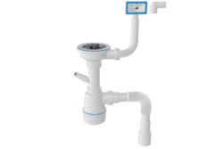 Сифон для мойки M104-7, вып 3 1/2, с отв для СМ,прямоугольный перелив, винт 25 мм