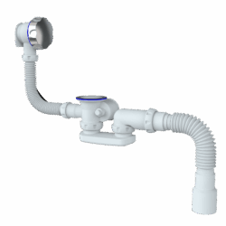 S102 СИФОН ДЛЯ ВАННЫ и ГЛ поддона АВТОМАТ С ПЕР С Н/Ж ЧАШКАМИ С ГИБКИМ отв (уп 25 шт)