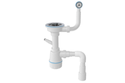 Сифон для мойки M104-8, вып 3 1/2, с отв для СМ, круглый перелив,винт 45 мм