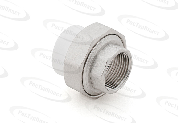 Муфта комбинированная разъемная (Американка) PPR вн резьба 40х1 1/4, серый, RTP 15804 (50/5)