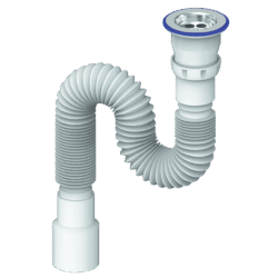 D220 СИФОН ГОФРИРОВАННЫЙ 800мм С ПРИКРУЧИВАЮЩИМСЯ ВЫПУСКОМ 1 1/2  д.40 (уп 80 шт)