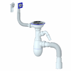 B427 CИФОН ДЛЯ МОЙКИ С ВЫП  3 1/2" на (Ø 40), с ПРЯМ И КРУГЛЫМ ПЕР,С ГИБКИМ СОЕД Ø40х40/50 (уп 25 ш)