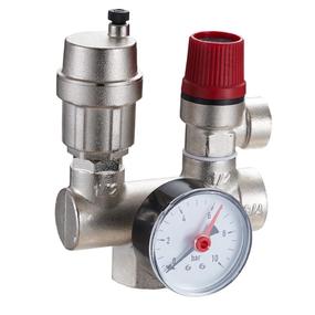 QS-5801, Компактная группа безопасности котла, латунь, хром.1. 3 бар (уп 12/1)