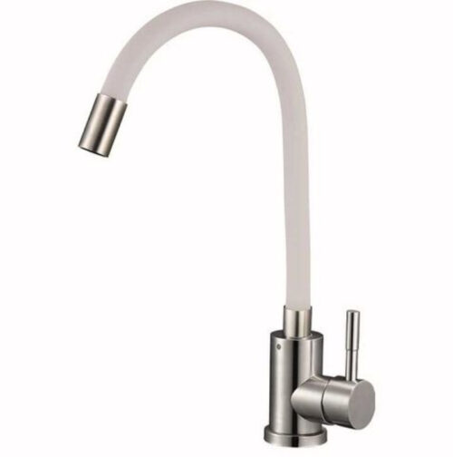 EZA4-F090 KW,см-ль для кух. мойки с пов. гибким ,белым цветным изливом, картридж ø35, материал нерж.