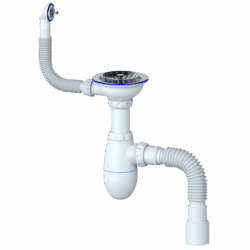 B411 CИФОН ДЛЯ МОЙКИ С ВЫПУСКОМ 3 1/2"(Ø 40)  И КРУГЛЫМ ПЕРЕЛИВОМ, без отвода (уп 35 шт)