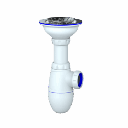 B412P CИФОН ДЛЯ МОЙКИ С ВЫПУСКОМ  3 1/2" (Ø 40) , без перелива и отвода (уп 50 шт)