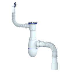 B423 CИФОН ДЛЯ МОЙКИ С ВЫП 1 1/2 (Ø 40) винт 6*40 КРУГЛЫМ  ПЕР, с отв Ø40×Ø40/50 (уп 35 шт)