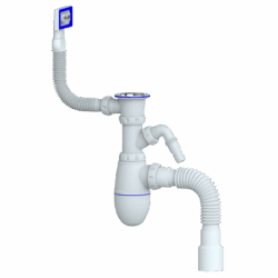 B442V CИФОН ДЛЯ МОЙКИ С ВЫП 1 1/2 (Ø 40) винт 6*40 ПРЯМОУГОЛЬНЫМ  ПЕР,отв Ø40×Ø40/50 (уп 35 шт)
