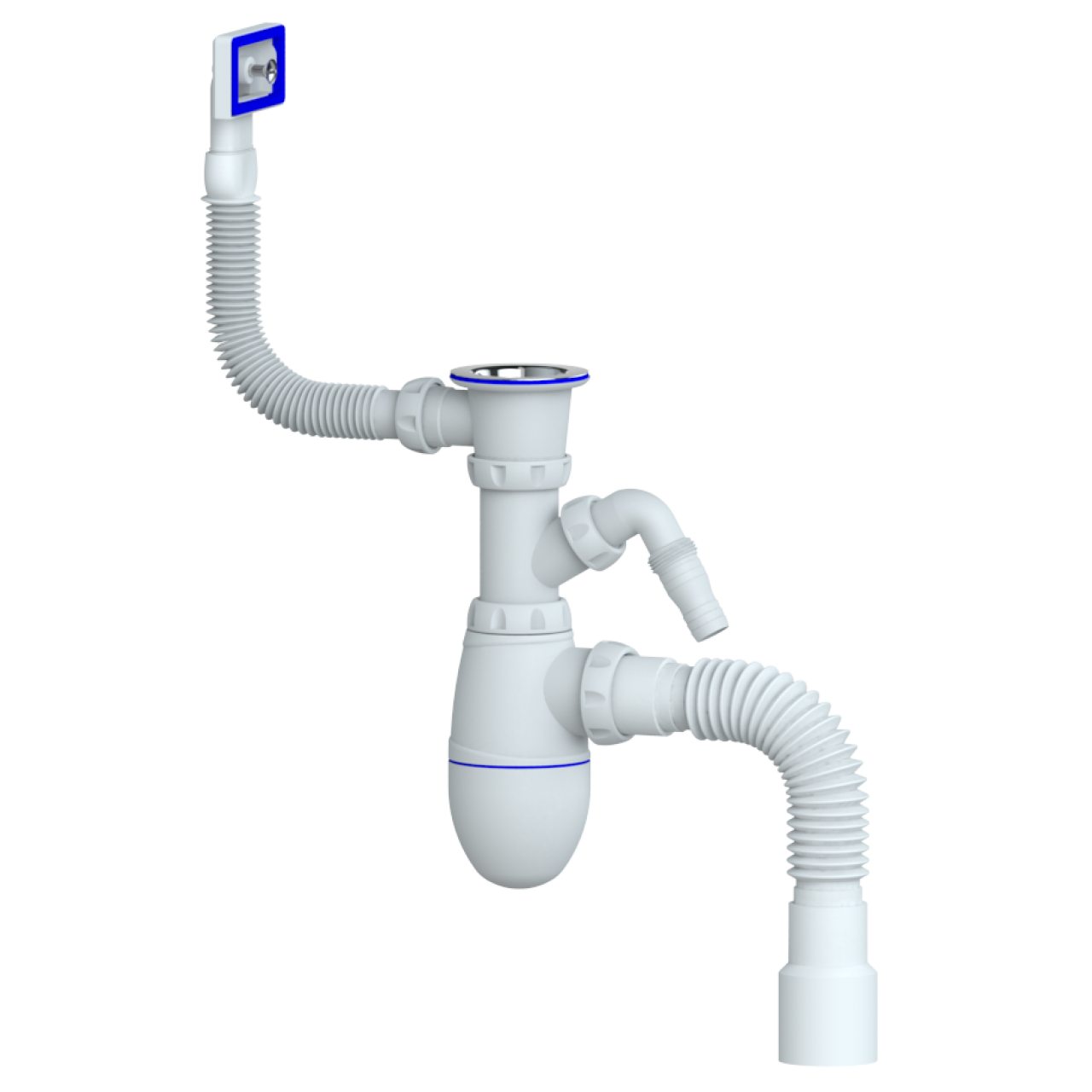 B442V CИФОН ДЛЯ МОЙКИ С ВЫП 1 1/2 (Ø 40) винт 6*40 ПРЯМОУГОЛЬНЫМ  ПЕР,отв Ø40×Ø40/50 (уп 35 шт)