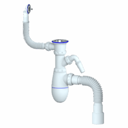 B443V CИФОН ДЛЯ МОЙКИ С ВЫП 1 1/2 (Ø 40) винт 6*40 КРУГЛЫМ  ПЕР,отв Ø40×Ø40/50 (уп 35 шт)