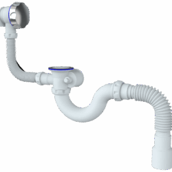 S103 СИФОН ДЛЯ ВАННЫ и ГЛ поддона АВТОМАТ прямоточный С ПЕР С Н/Ж ЧАШКАМИ С ГИБКИМ отв (уп 25 шт)