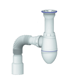 A120 CИФОН ДЛЯ ТЮЛЬПАНА, УМЫВАЛЬНИКА С ЛИТЫМ ВЫПУСКОМ 1 1/2  И С ГИБКИМ СОЕД д.40 х 40/50 (уп 40 шт)