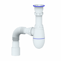 B220 CИФОН ДЛЯ МОЙКИ С ПРИКРУЧИВАЮЩИМСЯ ВЫП 1 1/2  И ГИБКИМ СОЕДИНЕНИЕМ д.40х40/50 (уп 40 шт)