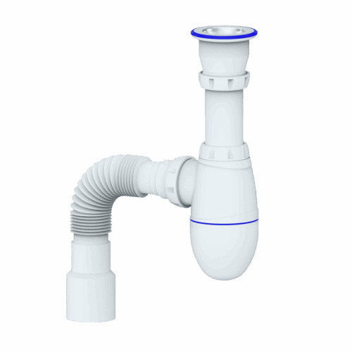 B220 CИФОН ДЛЯ МОЙКИ С ПРИКРУЧИВАЮЩИМСЯ ВЫП 1 1/2  И ГИБКИМ СОЕДИНЕНИЕМ д.40х40/50 (уп 40 шт)