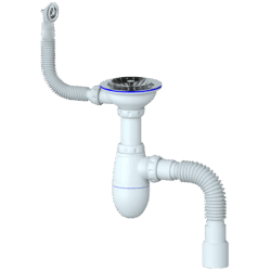 B426P CИФОН ДЛЯ МОЙКИ С ВЫП 3 1/2" (Ø 40),И КРУГЛЫМ ПЕРЕЛИВОМ С ГИБКИМ СОЕД Ø40х40/50 (уп 30 шт)