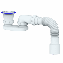 G22 CИФОН ДЛЯ ДУШЕВОГО ПОДДОНА С ПРИКРУЧИВАЮЩИМСЯ ВЫПУСКОМ 1 1/2 И ГИБКИМ СОЕД д.40х40/50 40 (уп 50)