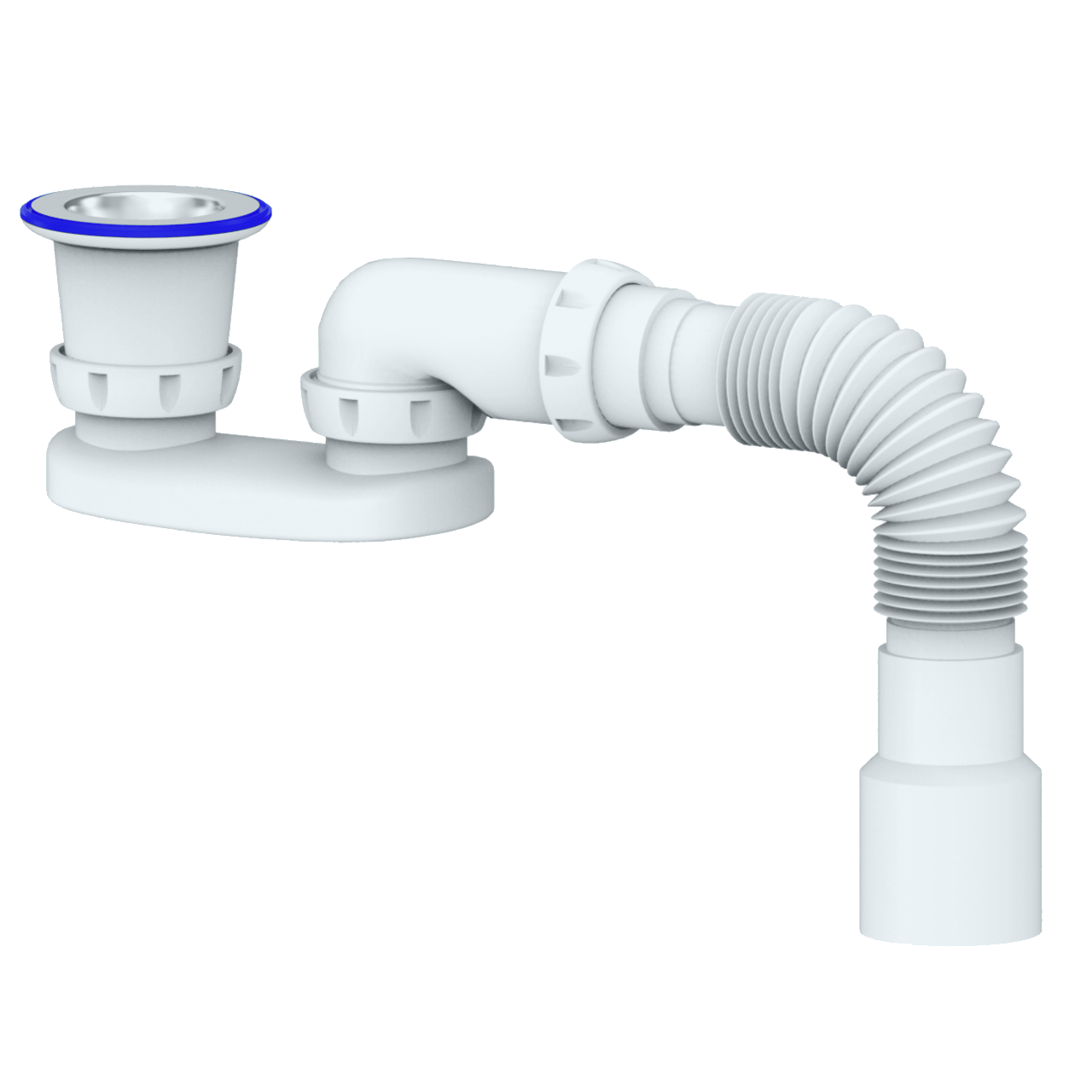 G22 CИФОН ДЛЯ ДУШЕВОГО ПОДДОНА С ПРИКРУЧИВАЮЩИМСЯ ВЫПУСКОМ 1 1/2 И ГИБКИМ СОЕД д.40х40/50 40 (уп 50)