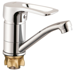 PED4-B181, см-ль для кух. мойки с пов.плоским изливом 150мм, ø40, гайка (корона), латунь