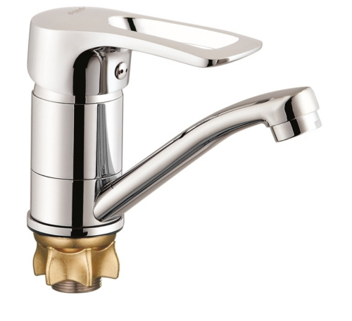 PED4-B181, см-ль для кух. мойки с пов.плоским изливом 150мм, ø40, гайка (корона), латунь