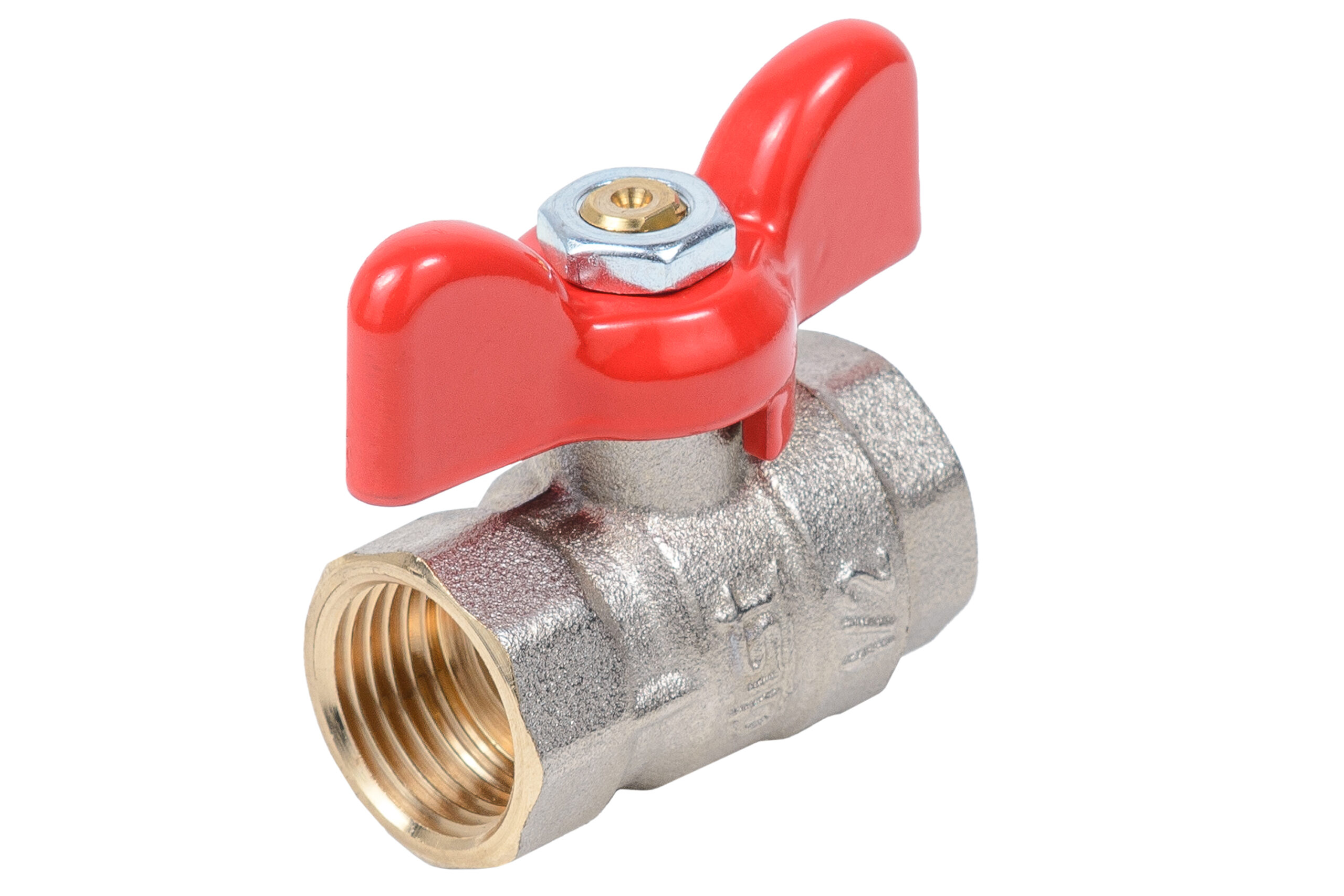 Н312Б,Кран шаровый никелированный бабочка 3/4 вн-вн (стандарт)