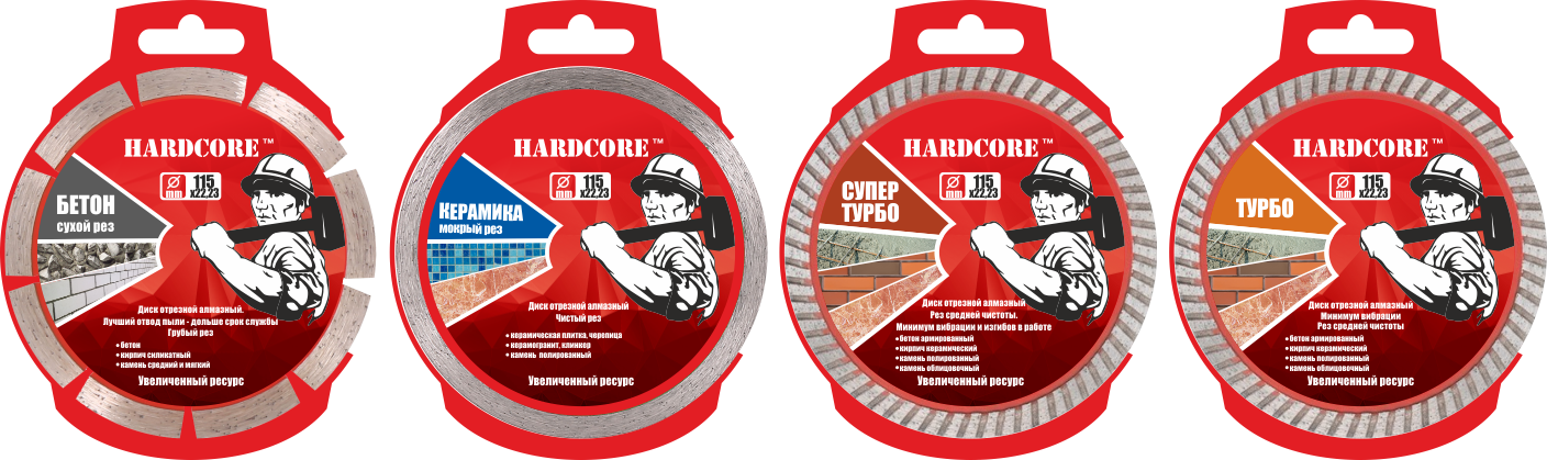 Диск алмазный 125х2,2*8/14/25х22,23мм  бетон "Hardcore" ГЛУБОКОРЕЗ 185125
