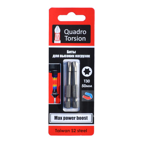 *Биты 1/4" Torx 30-50мм (2шт/карта)"Quadro Torsion" 433050-2