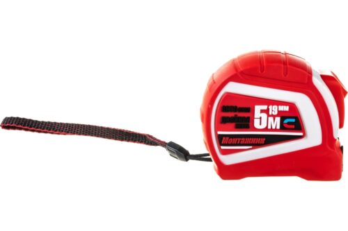 Рулетка с автостопом и магнитом двусторонняя 5 м х 19 мм "Монтажник" 603519