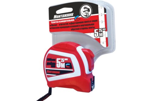 Рулетка с автостопом и магнитом двусторонняя 5 м х 25 мм "Монтажник" 603525 Рулетка с автостопом и магнитом двусторонняя 5 м х 25 мм "Монтажник" 603525