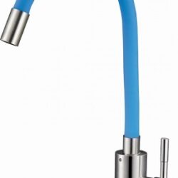 EZA4-F090 BU,см-ль для кух. мойки с пов. гибким голубым цветным изливом, картридж ø35, материал нерж