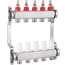 QS-18103, Коллекторный блок с расходомерами из нерж. стали 1" х 3/4" 10 выходов