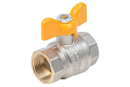 Н212Б,Кран газовый шаровый никелированный бабочка 3/4 вн-вн Н212Б,Кран газовый шаровый никелированный бабочка 3/4 вн-вн
