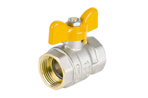 Н213Б,Кран газовый шаровый никелированный бабочка 1 вн-вн Н213Б,Кран газовый шаровый никелированный бабочка 1 вн-вн