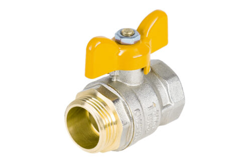 Н223Б,Кран газовый шаровый никелированный бабочка 1 вн-нар Н223Б,Кран газовый шаровый никелированный бабочка 1 вн-нар