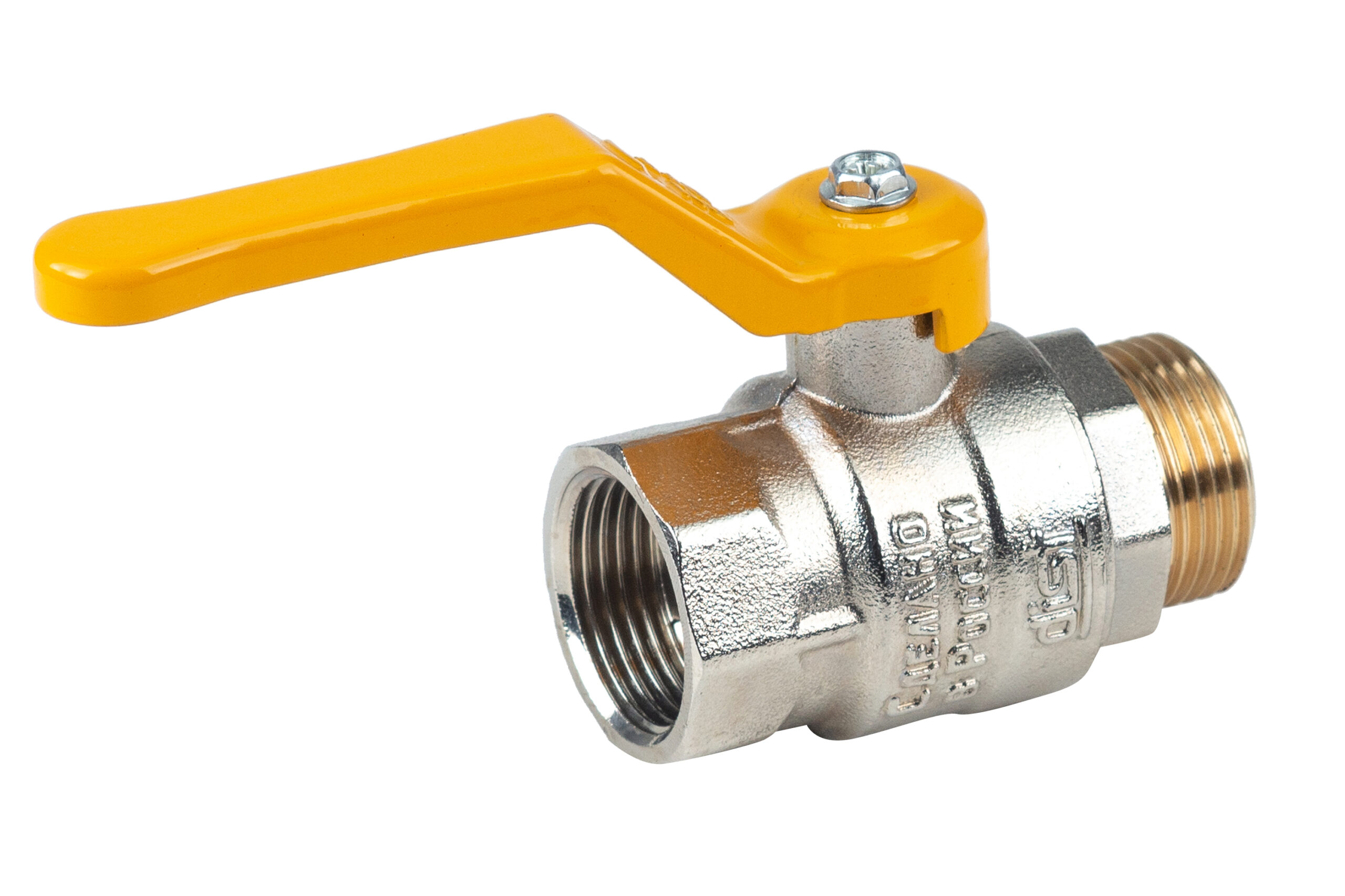 Н222Р Кран газовый шаровый никелированный ручка 3/4 вн-нар