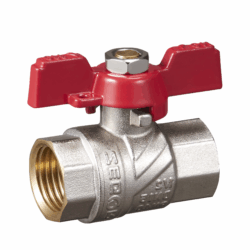 FB11,Кран шар латунный 1/2" (CW617N) полнопроходной ручка бабочка  подкл гайка-гайка (БГГ) (уп 80/1)