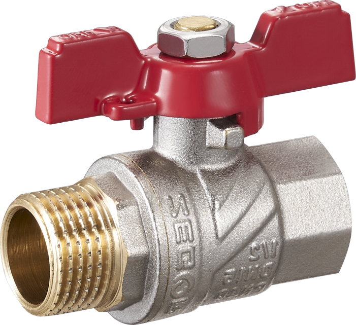 FN12,Кран шар латунный 3/4" (CW617N) полнопрох ручка бабочка подкл гайка-штуцер (БГШ) (уп 90/15)