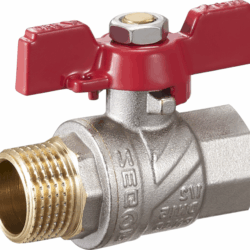 FN13,Кран шар латунный 1" (CW617N) полнопроходной ручка бабочка  подкл гайка-штуцер (БГШ) (уп 60/15)