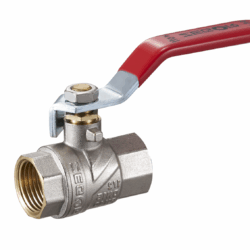 FBR11,Кран шар латунный 1/2" (CW617N) полнопроходной ручка подкл гайка-гайка (РГГ) (уп 100/25)