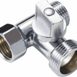 FZ55,Кран шаровый тройной для подкл. сантех приборов 1/2"х3/4"х1/2" латунный хром (уп 72/1)