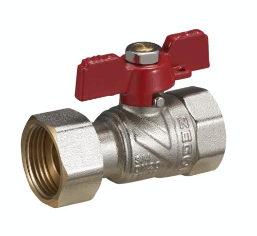 FUB12,Кран шар, прямой латунный 3/4" (CW617N) полнопрох с накидной гайкой бабочка  Г-Г (уп 120/20)