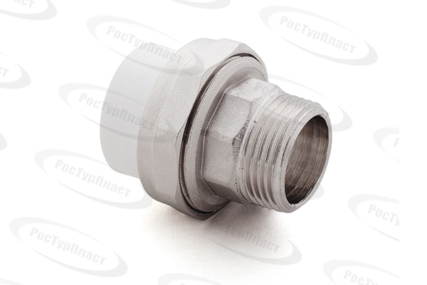 Муфта комбинированная разъемная (Американка) PPR наружная резьба 50х1 1/2,  серый, RTP 15814 (20/2)