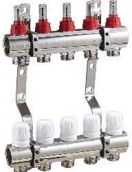 QS-1861,Коллекторный блок , латунь, 1" х 3/4" 6 выходов