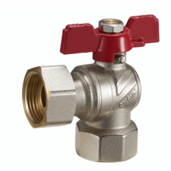 FUBL11,Кран шар угловой лат. 1/2" (CW617N) полнопрох. с нак. гайкой бабочка БГГ (уп 120/20)